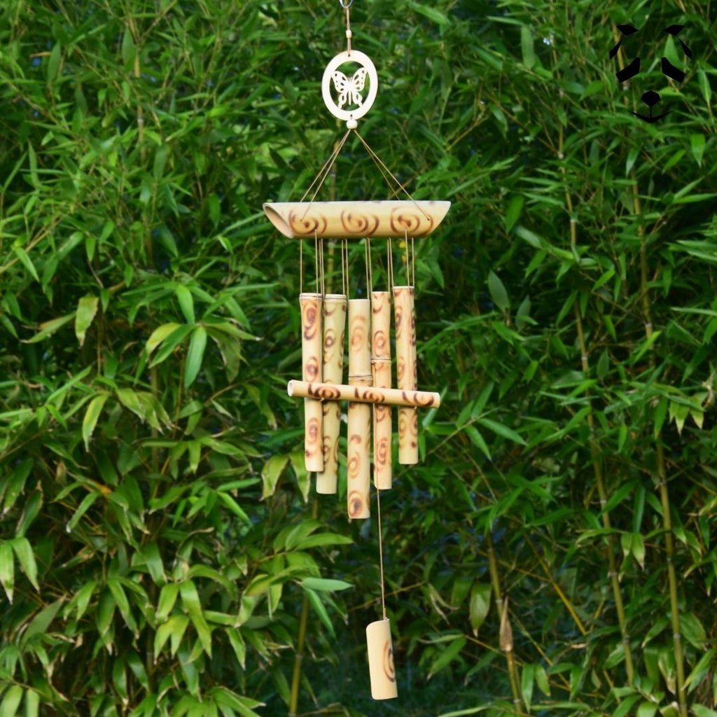 Carillon en Bambou avec Papillon, Feng Shui