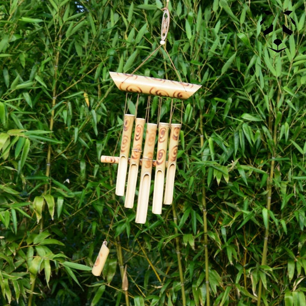 Carillon en Bambou avec Papillon, Feng Shui